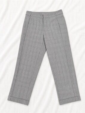 Anne Klein Gray Plaid Straight-Leg Trousers